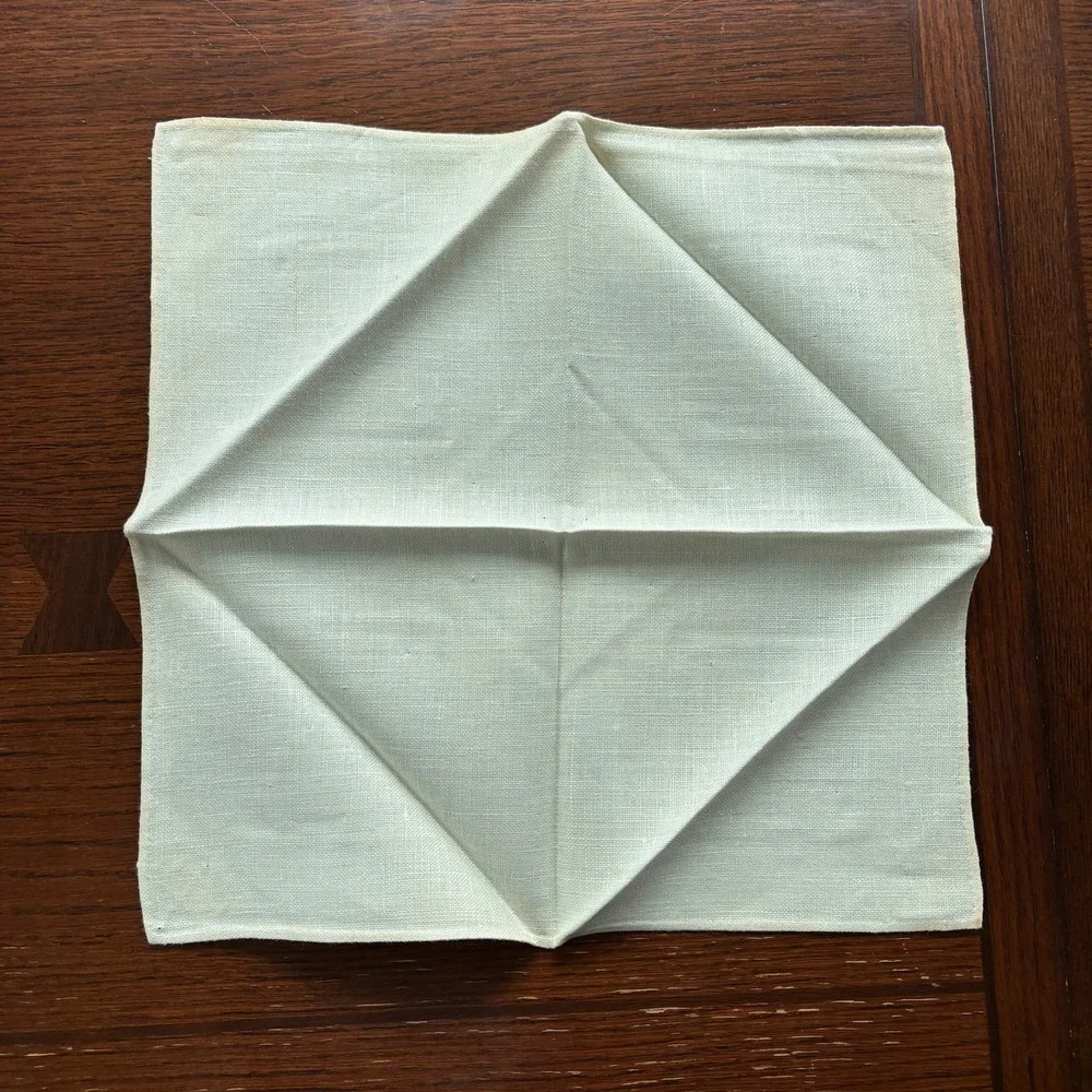 Vintage Linen Napkin Lot 12pc White Damask Cream Cutwork Floral Scalloped Edge
